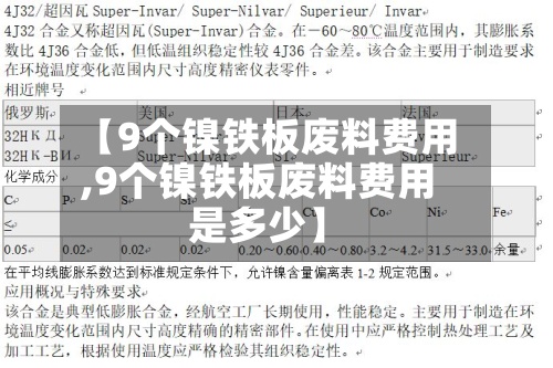 【9个镍铁板废料费用
,9个镍铁板废料费用
是多少】