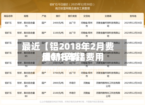 最近【铝2018年2月费用,2018年铝费用最新行情】
