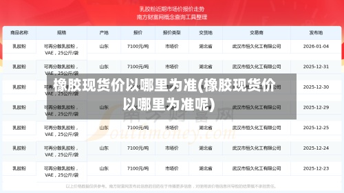 橡胶现货价以哪里为准(橡胶现货价以哪里为准呢)
