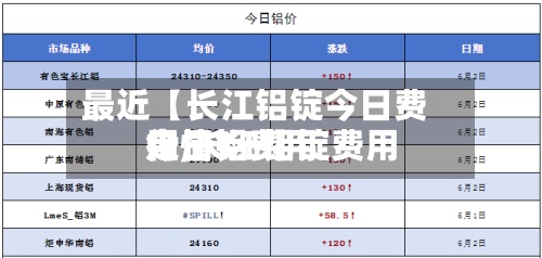 最近【长江铝锭今日费用
走,长江铝锭费用
今日铝费用
行情1一】