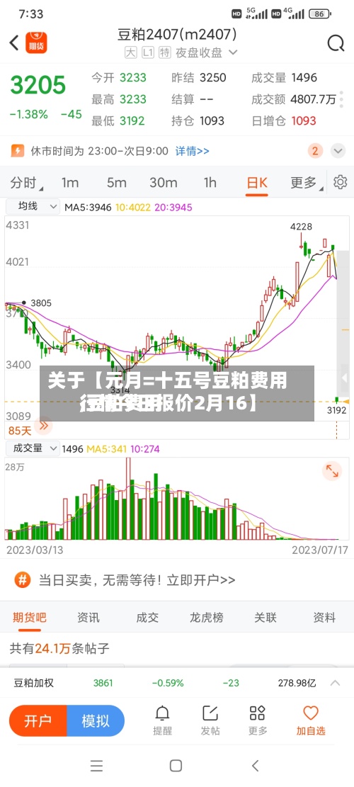 关于【元月=十五号豆粕费用,豆粕费用行情今日报价2月16】