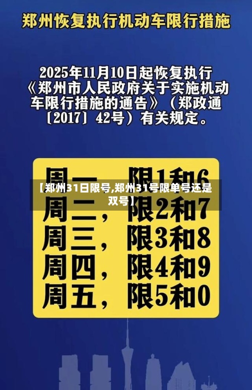 【郑州31日限号,郑州31号限单号还是双号】-第2张图片