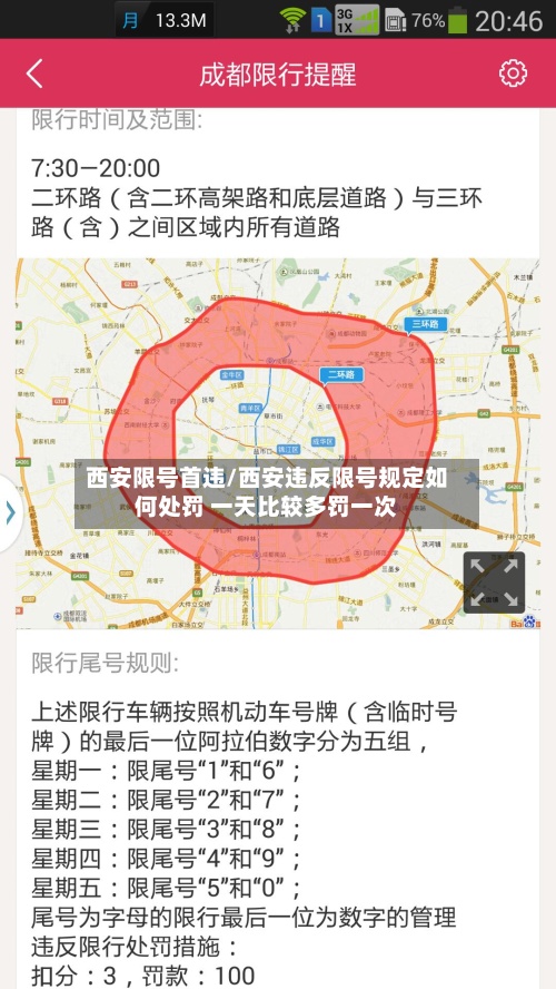 西安限号首违/西安违反限号规定如何处罚 一天比较多罚一次