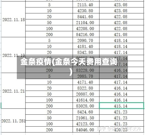 金条疫情(金条今天费用查询)