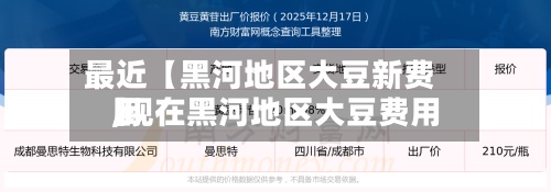 最近【黑河地区大豆新费用,现在黑河地区大豆费用】