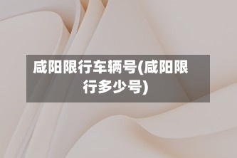 咸阳限行车辆号(咸阳限行多少号)-第3张图片