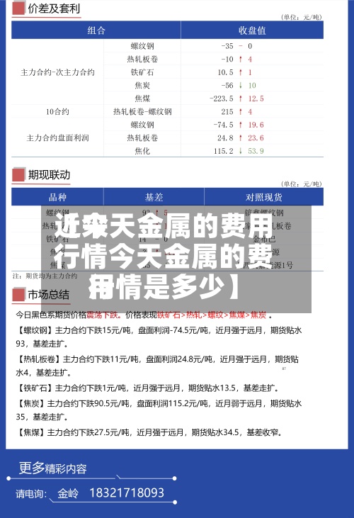 近来
【今天金属的费用
行情今天金属的费用
行情是多少】