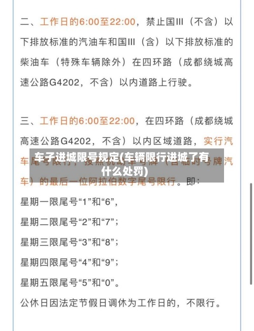 车子进城限号规定(车辆限行进城了有什么处罚)