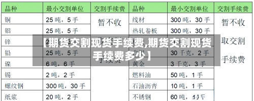 【期货交割现货手续费,期货交割现货手续费多少】