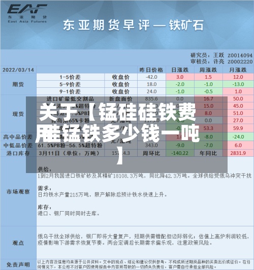 关于【锰硅硅铁费用,硅锰铁多少钱一吨】