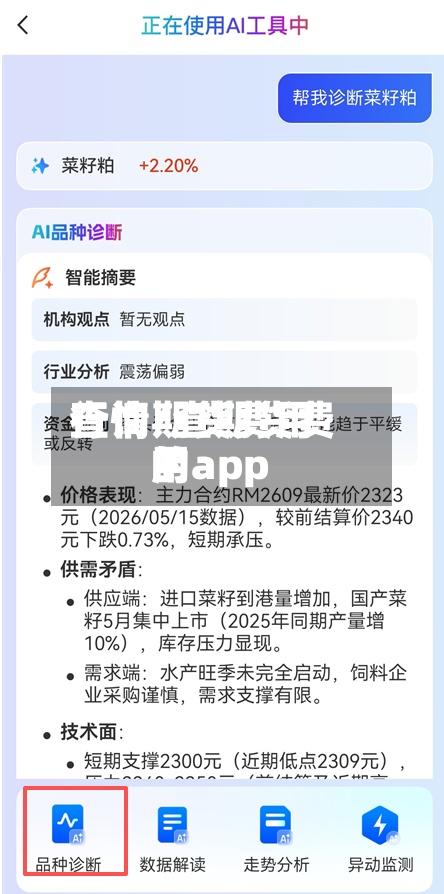 查询期货费用行情/查期货费用的app