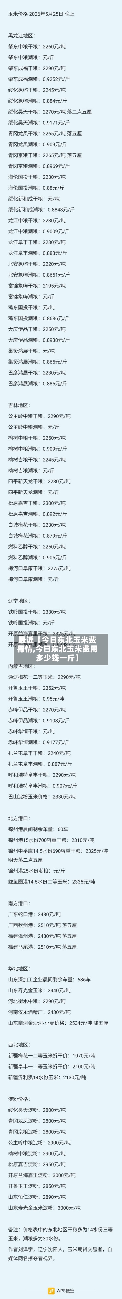 最近【今日东北玉米费用
行情,今日东北玉米费用
多少钱一斤】