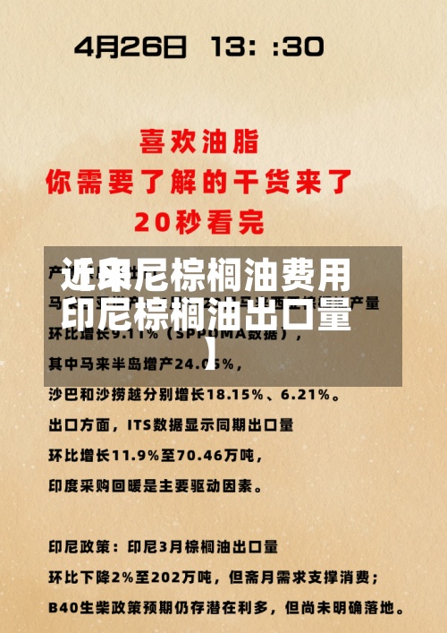 近来
【印尼棕榈油费用
印尼棕榈油出口量】