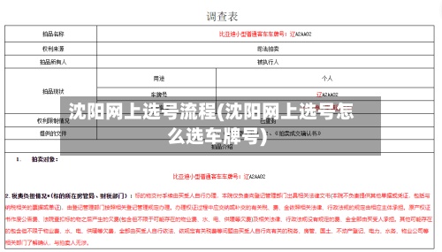 沈阳网上选号流程(沈阳网上选号怎么选车牌号)