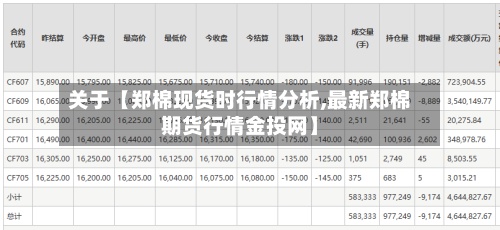 关于【郑棉现货时行情分析,最新郑棉期货行情金投网】-第3张图片