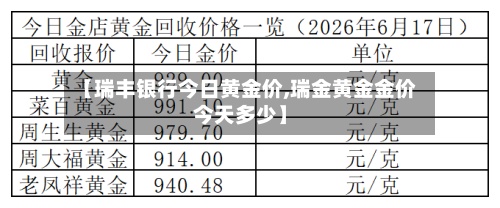 【瑞丰银行今日黄金价,瑞金黄金金价今天多少】-第2张图片