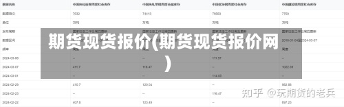 期货现货报价(期货现货报价网)