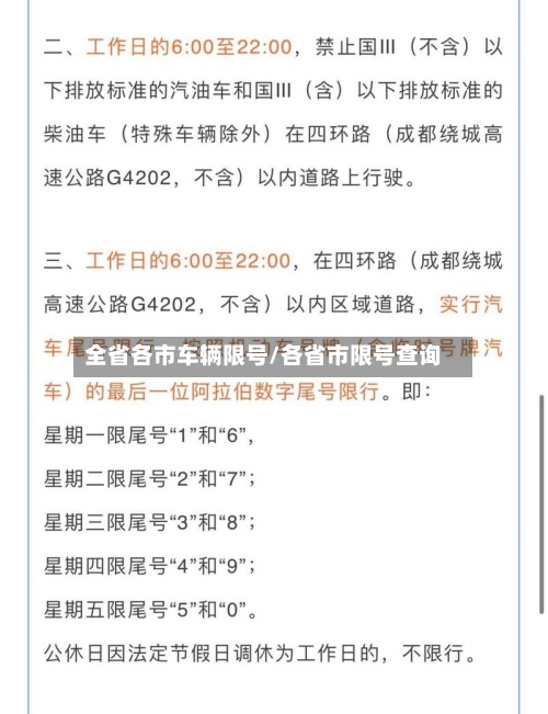 全省各市车辆限号/各省市限号查询-第2张图片