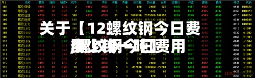 关于【12螺纹钢今日费用
,螺纹钢今日费用
多少钱一吨】