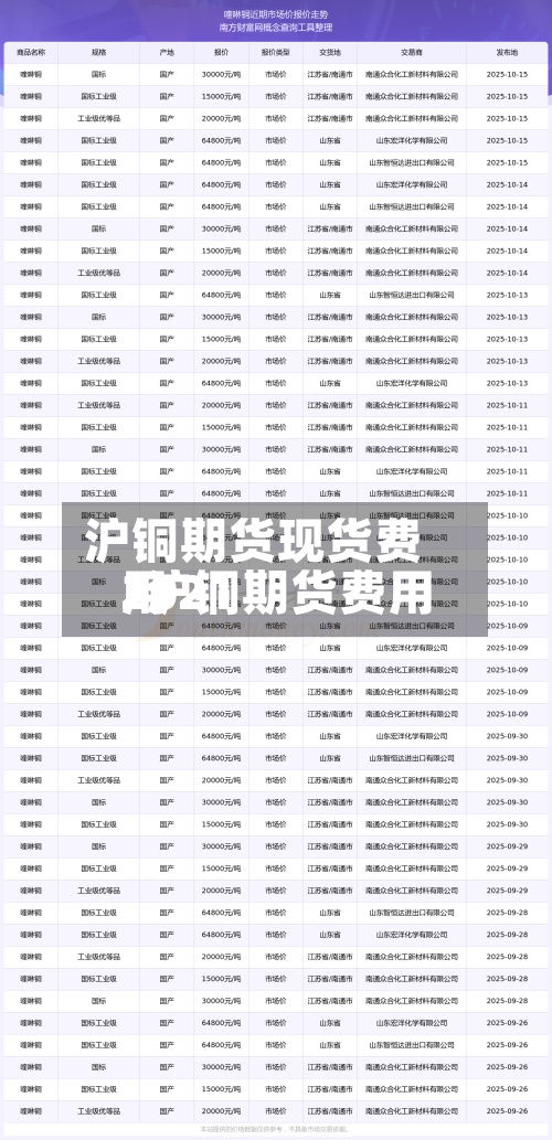 沪铜期货现货费用/沪铜期货费用2021