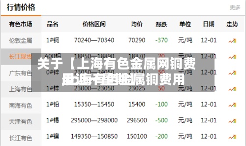关于【上海有色金属网铜费用,上海有色金属铜费用最近一星期】