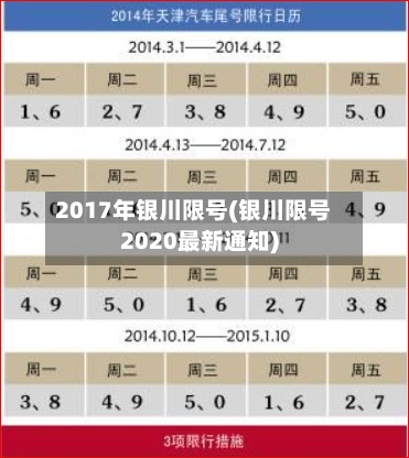 2017年银川限号(银川限号2020最新通知)