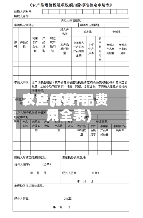 农产品费用大全(农产品费用大全表)