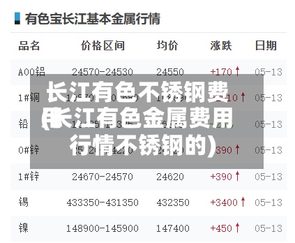 长江有色不锈钢费用(长江有色金属费用行情不锈钢的)
