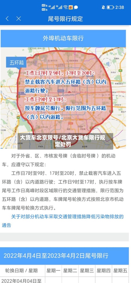 大货车北京限号/北京大货车限行规定处罚-第2张图片