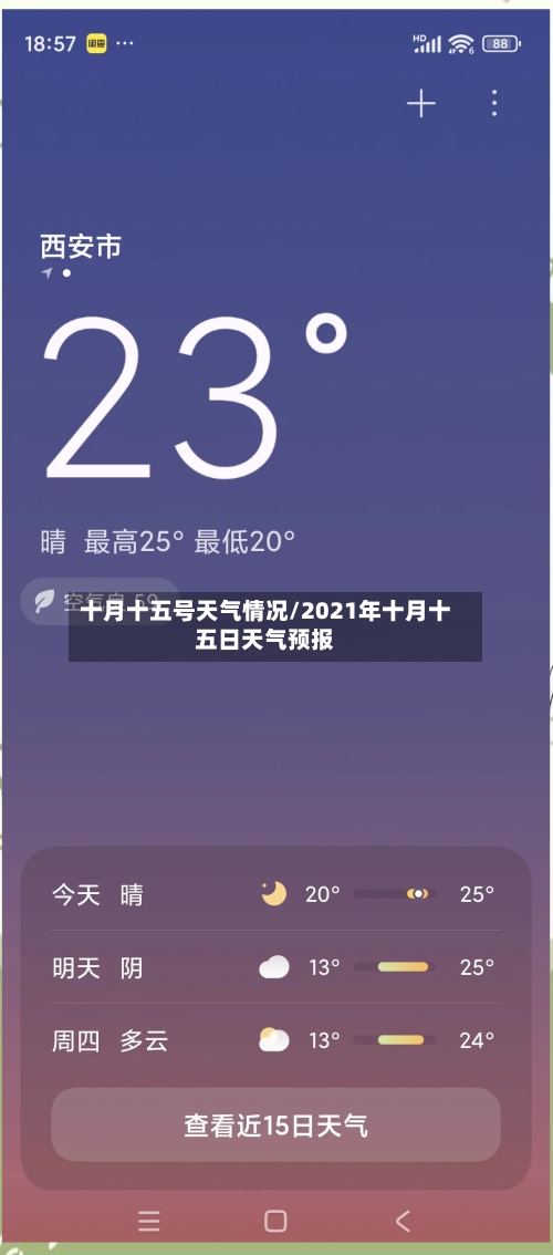 十月十五号天气情况/2021年十月十五日天气预报