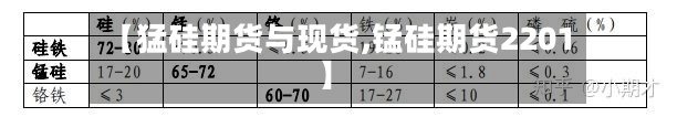 【猛硅期货与现货,锰硅期货2201】