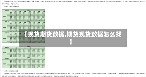 【现货期货数据,期货现货数据怎么找】