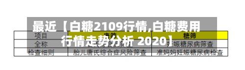 最近【白糖2109行情,白糖费用行情走势分析 2020】