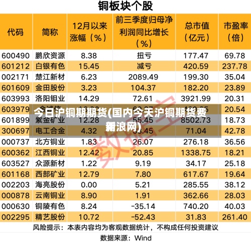 今日沪铜期期货(国内今天沪铜期货费用新浪网)