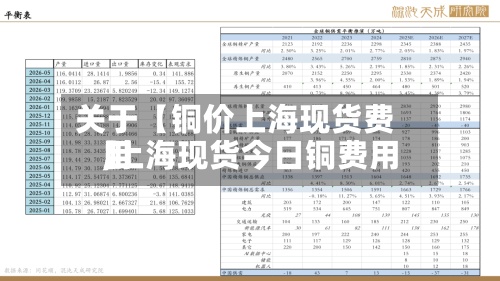 关于【铜价上海现货费用,上海现货今日铜费用】