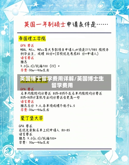 英国博士留学费用详解/英国博士生留学费用-第2张图片