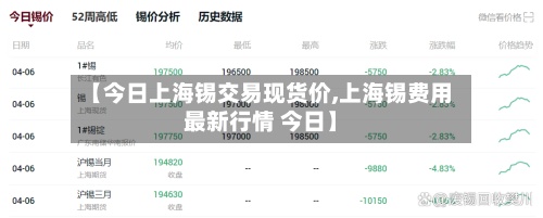 【今日上海锡交易现货价,上海锡费用最新行情 今日】