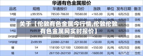 关于【伦敦有色金属今行情,伦敦伦敦有色金属网实时报价】