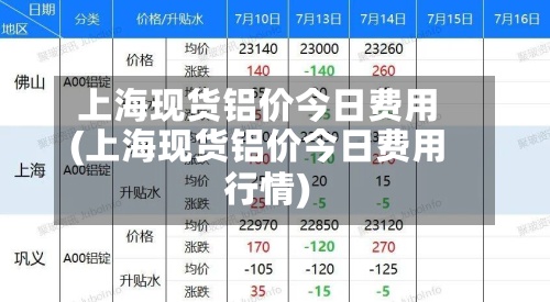上海现货铝价今日费用
(上海现货铝价今日费用
行情)