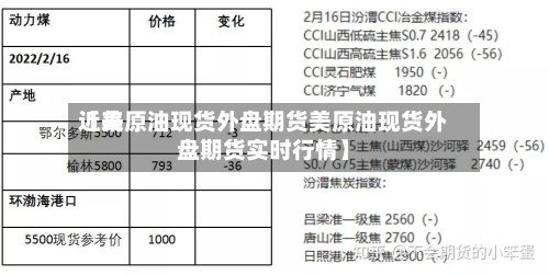 近来
【美原油现货外盘期货美原油现货外盘期货实时行情】