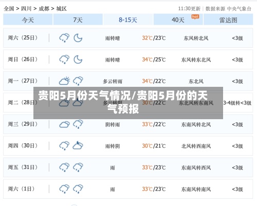 贵阳5月份天气情况/贵阳5月份的天气预报