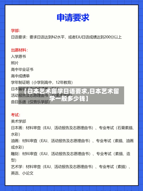 【日本艺术留学日语要求,日本艺术留学一般多少钱】