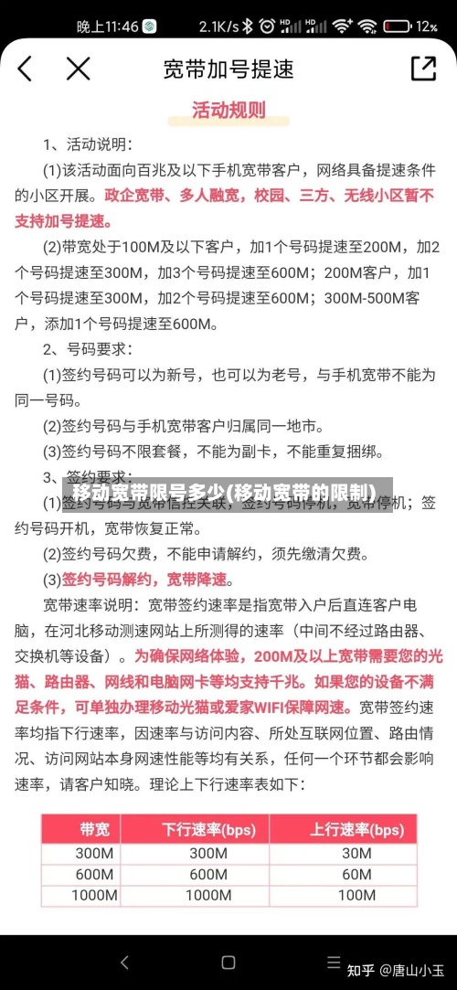 移动宽带限号多少(移动宽带的限制)