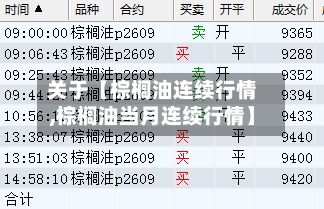 关于【棕榈油连续行情,棕榈油当月连续行情】