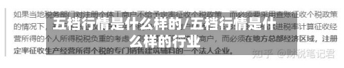 五档行情是什么样的/五档行情是什么样的行业-第2张图片