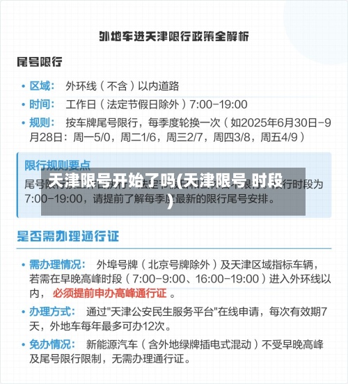 天津限号开始了吗(天津限号 时段)