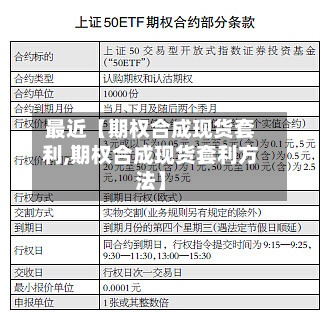 最近【期权合成现货套利,期权合成现货套利方法】-第2张图片