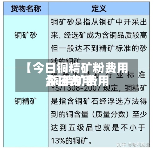 【今日铜精矿粉费用
,铜精矿费用
今日费用
】