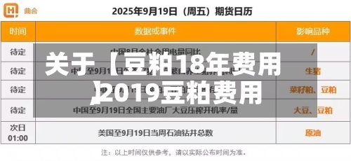 关于【豆粕18年费用
,2019豆粕费用
】