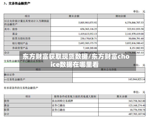 东方财富获取现货数据/东方财富choice数据在哪里看